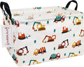 QUEENLALA Rectangular Laundry Hamper/Foldable Nursery Laundry Basket for Organizing/Storage Bin Baskets/Children Toy Office Bedroom/Toy Bin Closet Shelf Baskets (Rec-Excavator)