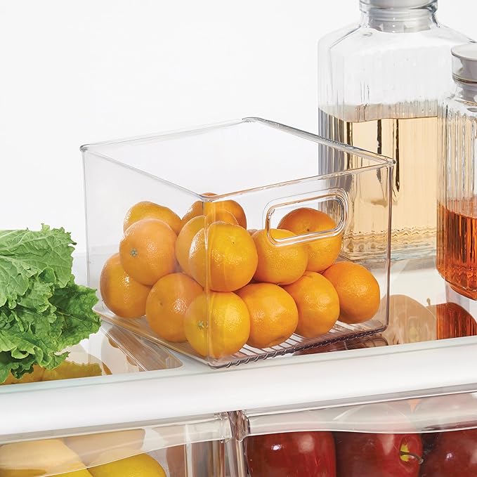 iDesign Clear Plastic Storage Bins for Kitchen - Pantry and Fridge Storage for Cabinets and Shelves, 4-Pack