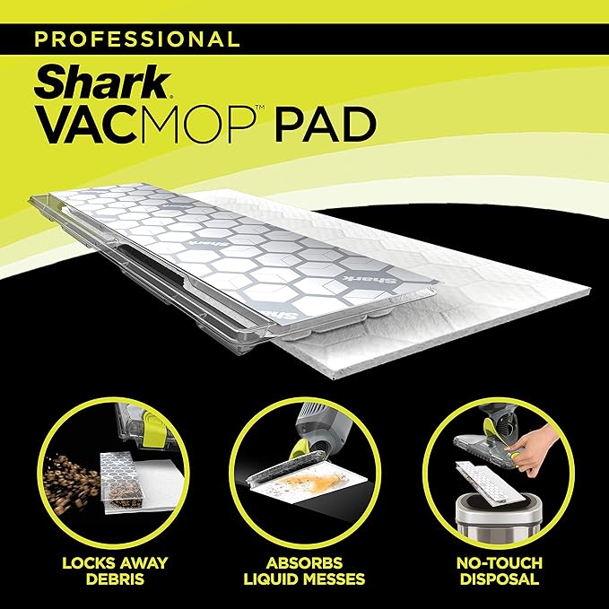 Shark VACMOP Disposable Hard Floor Pad Refills, Compatible with VM252 & VM180, No-Touch Disposal, for use on All Sealed Floors - Stone, Hardwood, Laminate & Tile, (46 Count Total), VMP46