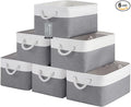 Large Storage Baskets- 15.7x11.8x8.26 inch Storage Bins for Shelves and Closet Organizing, Foldable Fabric Bin for Home Organization Clothes and Laundry (6-Pack, White&Gray)