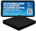 Microfiber Wholesale Premium TV Screen Cleaning Cloth Black | 14”x14” | 3pk | Soft Microfiber Suede | XLarge Reusable | No Lint Scratch-Free Durable | Large TVs Monitors