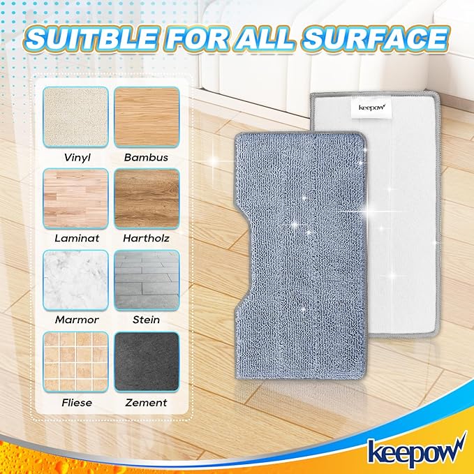 KEEPOW Reusable Mop Replacement Pads Compatible with Shark Vacmop VM252 VM200P12 VM252P10 VC205 VM190 VM200 QM250 VM250, Microfiber Mop Vac Pads Refills with Upgraded Design(1+2+4 Pads)