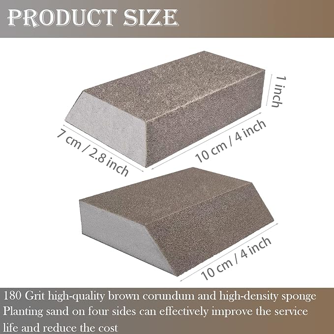 6 Pack Sanding Sponge, 180 Grit Sanding Blocks Assortment,Washable and Reusable for Wood Drywall Metal Home(180 Grit)