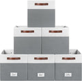 6-Pack Storage Cubes with Handles & Label Holders Basket, Closet Cube Home Organizer Bins(White/Dark Grey, 13 x 13 x 13 inch)