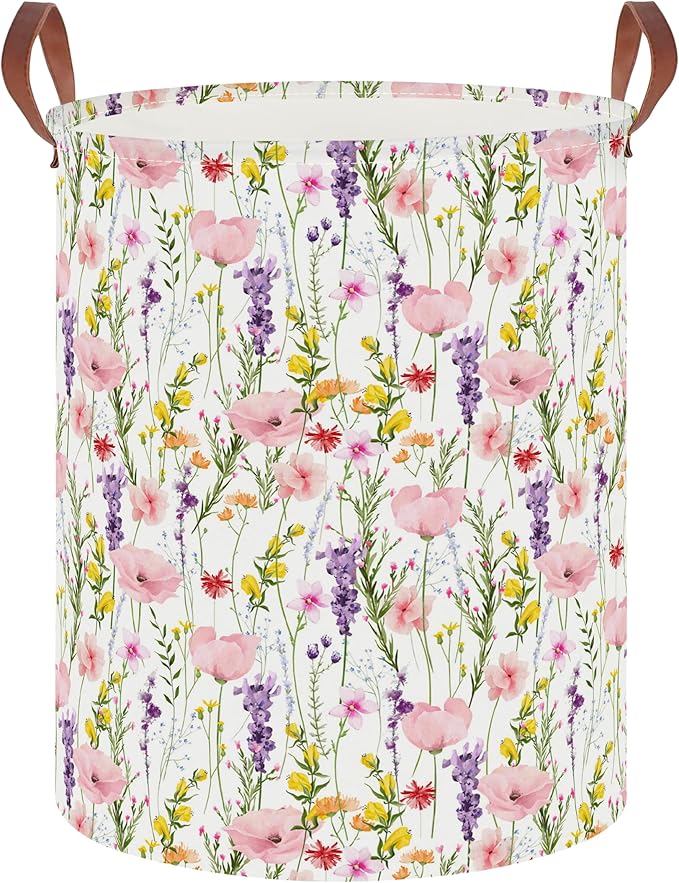 19.7" Laundry Basket,Dirty Clothes Hamper,Waterproof Storage Bin,Room Decor,Gift Baskets,Nursery Hamper(Flowering Shrubs)