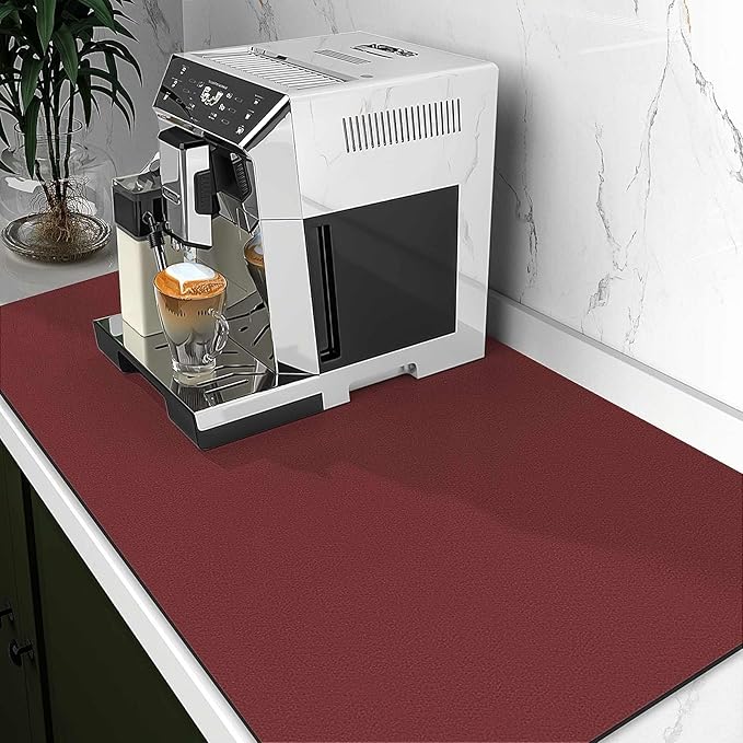 WISELIFE Dish Drying Mat Super Absorbent Drying Mat Large Dish Drying Mats for Kitchen Counter Easy Clean Dish Mat Kitchen Drying Mat18"x 28" Classic Red