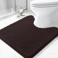 Arotive Bathroom Toilet Rugs U Shaped 24x24, Extra Soft Absorbent Shaggy Chenille Contour Bath Rugs for Toilet, Machine Washable Non-Slip Contoured Bath Mats, Brown
