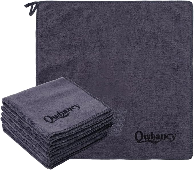 Microfiber Makeup Remover Cloth Face Towels Makeup Pads Soft Fingertip Face Wash Cloth Reusable Machine Washable High‑Absorbency Quick‑Dry Cleansing Facial Towels 12 × 12 in 6 Pack——Black Gray