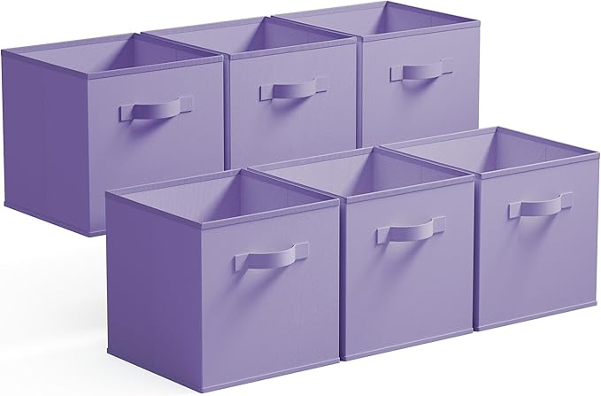 GRANNY SAYS Cube Storage Bins, 11 Inch Cube Storage Organizer, Fabric Collapsible Storage Bins, Storage Cubes for Shelves, Closet, Lavender Purple, 6-Pack