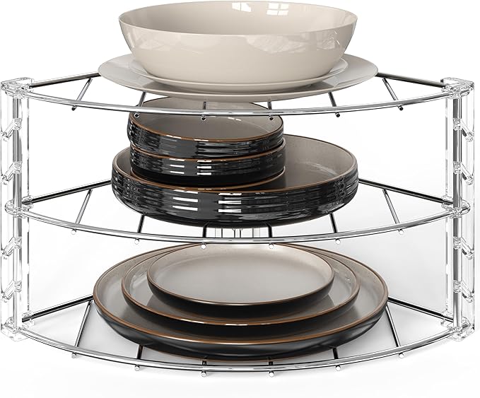 Deco Brothers 3-Tier Counter and Cabinet Corner Shelf Organizer, Chrome