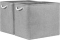Bidtakay Collapsible Storage Bins for Clothes Large Grey Storage Baskets with Cotton Handles 17x12x15 In Set of 2 Fabric Cubby Storage Bins Livingroom Home Decorative Storage Organizer for Blankets