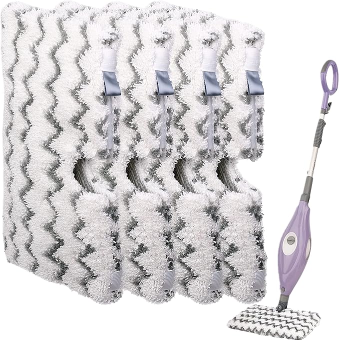 F Flammi 4-Pack Replacement Pads Compatible with Shark Steam Pocket Mop S3501 S3601 S3901 S3550 S3801 SE450, Double-Sided Microfiber Refills for Hardwood Tile Floor, Professional Scrubbing Strips