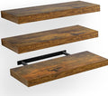 AMADA HOMEFURNISHING Floating Shelves, Wall Shelves for Bathroom/Living Room/Bedroom/Kitchen Decor, Decor Shelf with Invisible Brackets Set of 3, Rustic Brown - AMFS07V