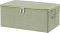 ANMINY Storage Bins with Zipper Lids 13 Qt Lidded Fabric Storage Boxes Baskets Cubes with Handles Collapsible Washable Cotton Linen Closet Shelf Clothes Organizer Containers - Green, Small