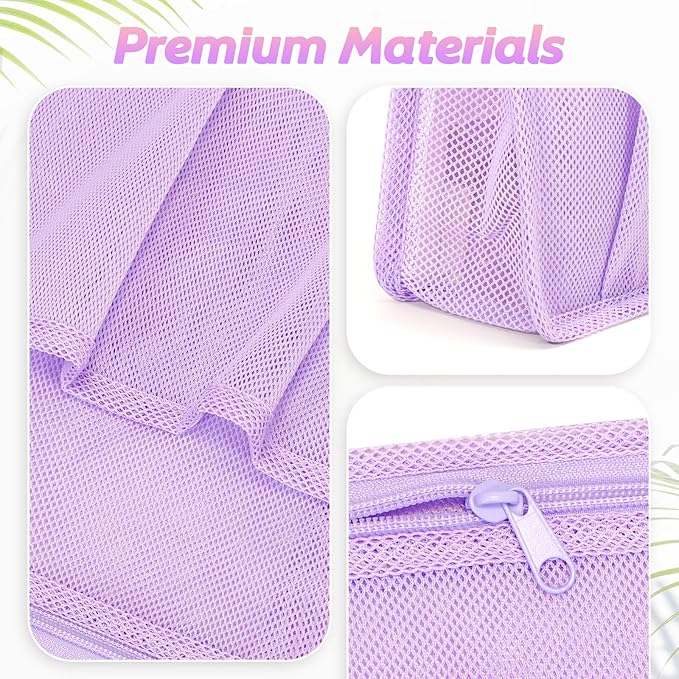 famichan Portable Mesh Shower Caddy, Gym Travel Camp Dorm Room Essentials for College Student Girl, Purple Bathroom Shower Bag