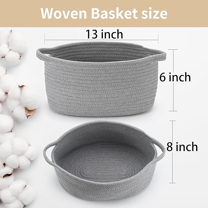 Cute Woven Storage Basket with Handle, Baskets for Gifts Empty, Gift Baskets for Valentines Day Birthday Baby Shower Raffle Burr Fundraiser, Decorative Organizer Box for Baby Toy Pet