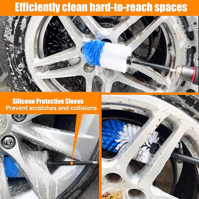 15Pcs Drill Brush Attachment Set, Drill Scrubber Brush Kit Include Soft Drill Wheel Brush, Scrub Pads, Sponge, Drill Cleaning Brush Attachment Set for Car, Bathroom, Tub, Tile, Floor, Grout, Boat