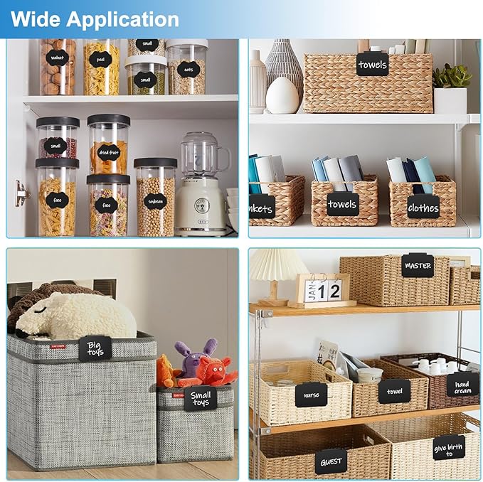 18Pcs Basket Labels for Storage Bins, Erasable Bin Basket Labels Clip On,Basket Tags for Fabric Cubes Wicker Laundry Organization
