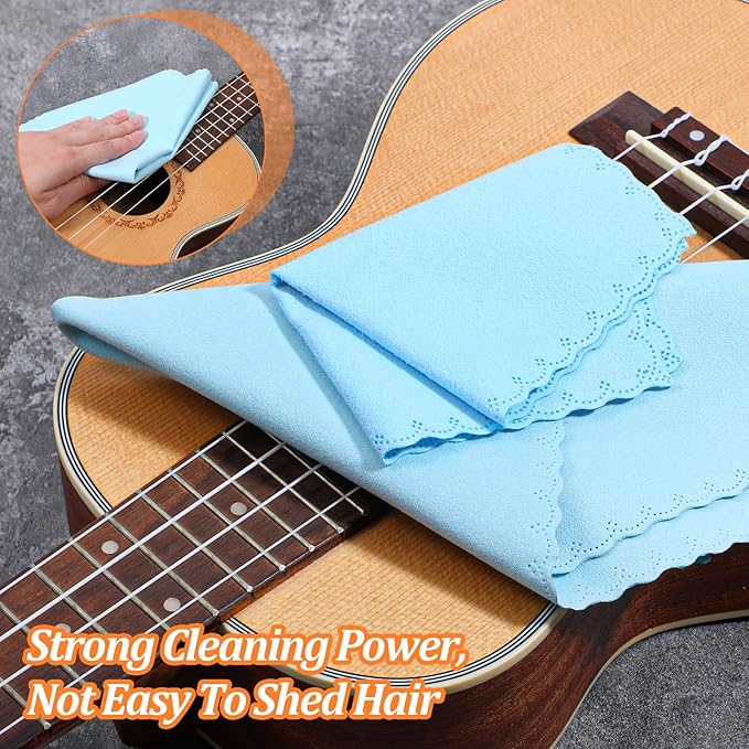 TIESOME 8 PCS Instruments Cleaning Cloths, 4 Colors 2 Sizes Microfiber Soft Lint Free Guitar Cleaning Cloth Premium Polishing & Cleaning Cloths for Guitar Flute Violin Piano Trumpet Sax