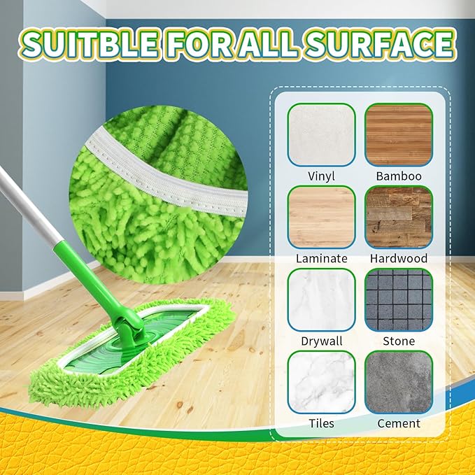 Reusable 100% Coral Fleece Mop Pads Compatible with Swiffer Sweeper, Wet and Dry Flat mop Cover, 3 Pack Washable Pads for Surface/Hardwood Floor Cleaning (Mop is Not Included)