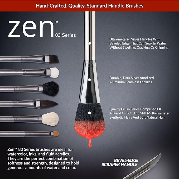 Royal & Langnickel Zen 5 Piece Watercolour Scrubber Paint Brush Set