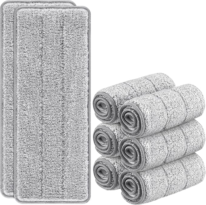 Flat Mop Head Replacement Pads Compatible with Joy-MOOP Mop and Bucket Set, Reusable Washable Squeeze Microfiber Mop Refills for Oshang Bosheng Mop - 13" X 4.9", Grey Only