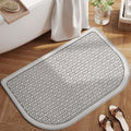 YDKGL Bathroom Rugs Mat 24x35, Non Slip Ultra Thin Bath Mat Quick Dry Absorbent Washable Half Round Bath Mats for Bathroom Floor Rubber Backed Fit Under Door Grey