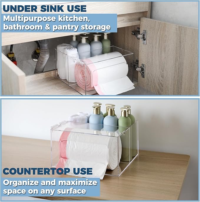 Storage Standard Trash Bag Kitchen Organizers and Under Sink Storage Dispenser - Garbage Bag Organizer - Total size 10’’ x 10.25’’ x 5.5’’ - Fits Small Garbage Bag Roll Up to 10’’ x 5’’ x 5’’