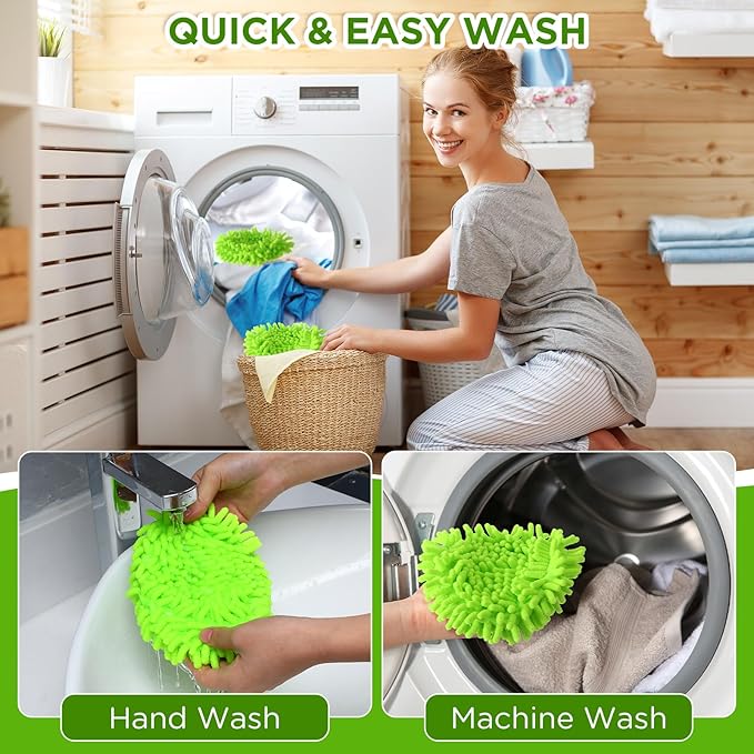 Baderke 3 Pack Mop Heads Replacements Compatible with 1 Tank System Duster Replacement Heads Microfiber Spin Mop Refill Pads Reusable Dust Refills for Floor Cleaning (Green)