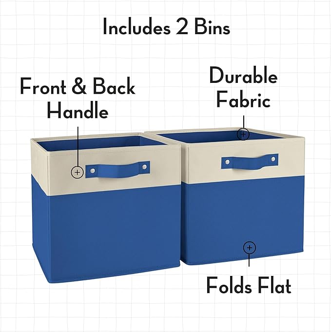 RiverRidge Kids storage bins - 10.5 Cube Storage Organizer with Handles – Blue Two-Tone closet organizers and storage for Toys, Shoes & More - Fits RiverRidge Cabinets