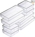 ihomecooker 3 Pack Clear Plastic Drawer Organizer Tray Cutlery Utensil Makeups Drawer Silverware Organizers 12" X 6"… (8P(6x6+6x12))