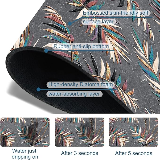 Ceramic Texture Kitchen Sink Splash Guard Faucet Mat Kitchen Tiles Super Absorbent Fast Drying Mat Sink Splash Guard Behind Faucet for Kitchen Bathroom, 15.5"x5.5"