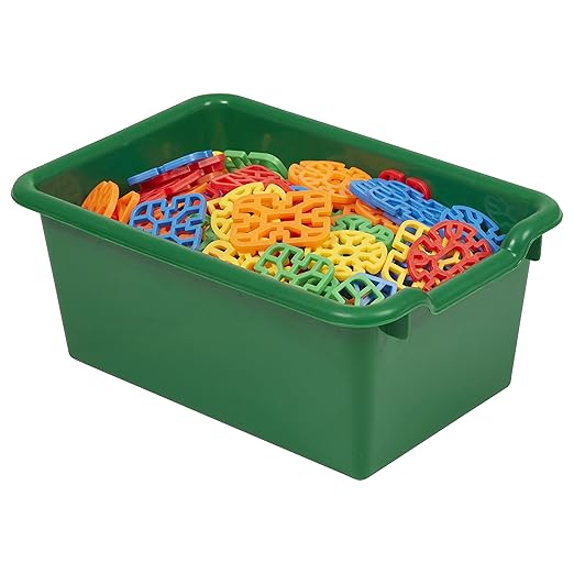ECR4Kids Scoop Front Storage Bins, Multipurpose Organization, Green, 10-Piece