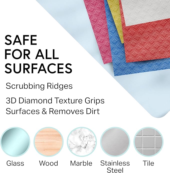 Swedish Wholesale Dishcloths Reusable 8" x 7" Sponge Cloths, Bulk 10 Pack of High Absorbent Cellulose Dish & Kitchen Cleaning Hand Towels, Wring to Dry & Machine Wash, Odor Resistant, Red
