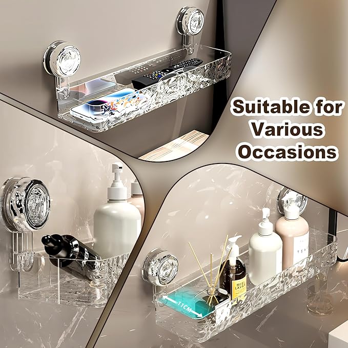 Corrugated Suction Cup Storage Holder,No-Drill Wall Mounted Storage Holder, Movable Suction Cup Shower Shelf Organizer, for Bathroom Kitchen Storage Rack Shelf Showers Accessories