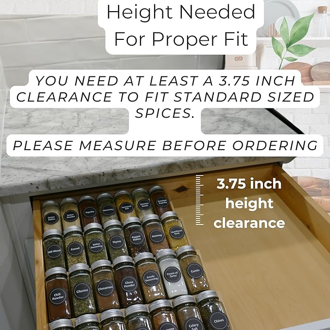 4 tier spice rack drawer organizer for Kitchen Cabinets | Wooden spice drawer organizer, Space-Saving kitchen drawer organizer for Neat In-Drawer Spice Storage