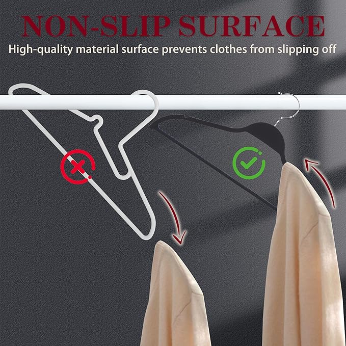 ELONG HOME Non-Slip Rubber Coated Hangers, 20 Pack Durable Space Saving Clothes Hangers with Strong Metal Hook, Slim & Sturdy Design for Coats, Shirts, and Dresses