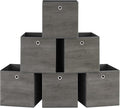 SONGMICS Storage Cubes, Set of 6 Storage Bins with Handles, Foldable Oxford Fabric and Non-Woven Fabric Storage Boxes, 13 x 13 x 13 Inches, Fit Cube Storage Unit, Misty Gray URFB133G01