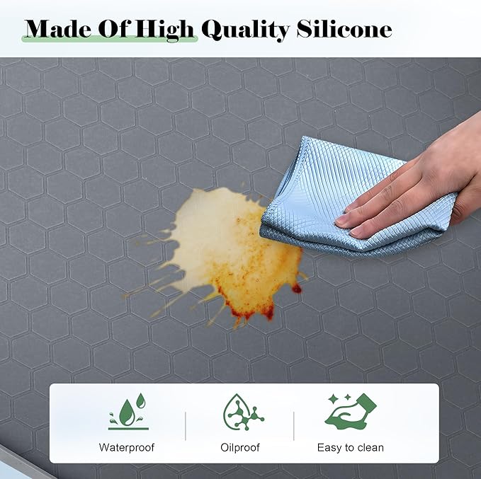 25” x 19” Silicone Under Sink Mat for Bathroom/Kitchen Cabinet Organizer Mat | Leak-Proof Waterproof Liner Pad & Anti-Spill Tray | 0.7in Edge Barrier, 3.5Gal Capacity