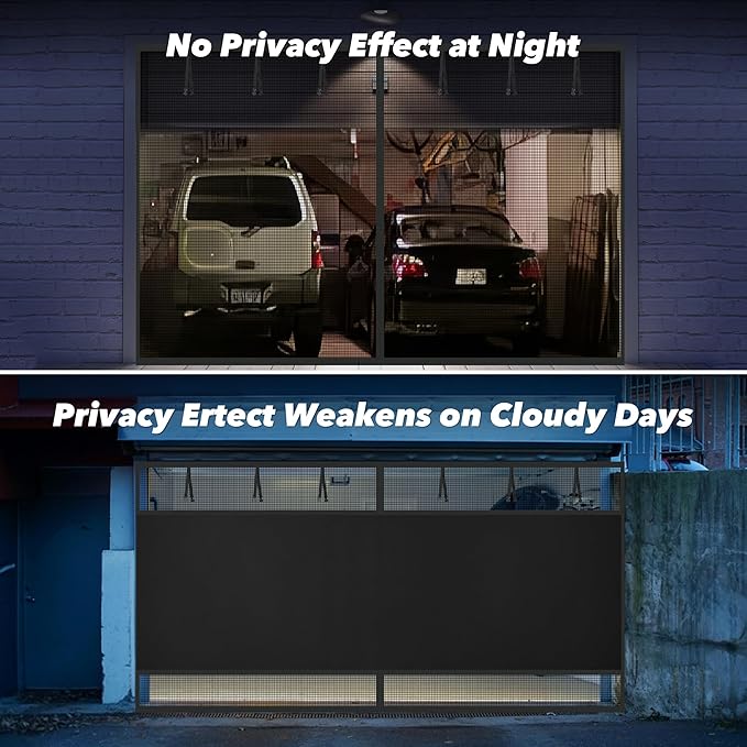 Privacy Garage Door Screen Blackout for 2 Car Garage-16x7FT Magnetic Garage Screen, 9.6LB Heavy Duty Thicker 265g/㎡ Mesh, Hands Free, Magnetic Privacy Garage Screen Door(Black, 16 * 7FT)
