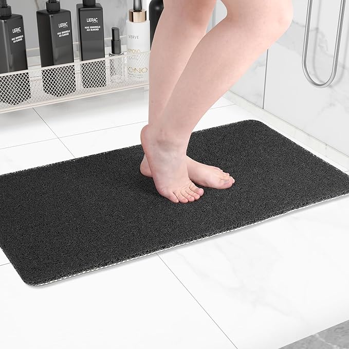 Hargiis Non-Slip Bathtub Mat, Anti Slip Shower Mat, Fast Drying Bathtub Mats, Foot Scrubber Mat, Anti Slip Mat for Tub, Floor, Bathroom, Kitchen, Home, Hotel (Black 40"×16")