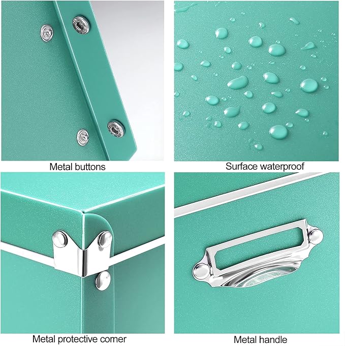 SEEKIND Storage Bins with lids, Water-Proof Storage Box Sets with Handles,Multiple Sizes Foldable Plastic Storage Organizer for Clothes,Cosmetic,Photos(Cyan) …