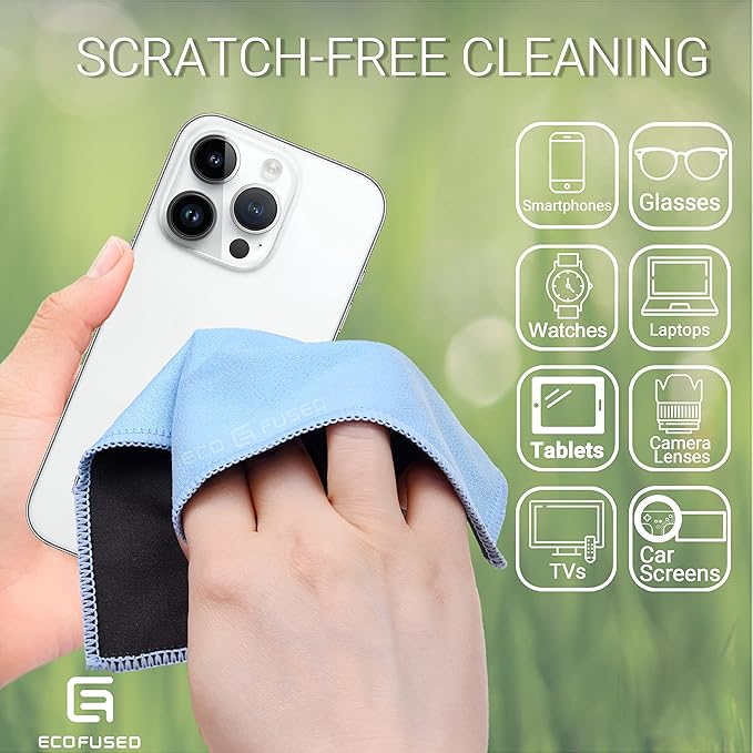 Microfiber Cleaning Cloths - 10 Pack - 6.6 x 6.2" - Double-sided Cleaning Cloths - Microfiber and Suede Cloth for Smartphones, LCD TV, Tablets, Laptop Screens, Camera Lenses and Other Surfaces