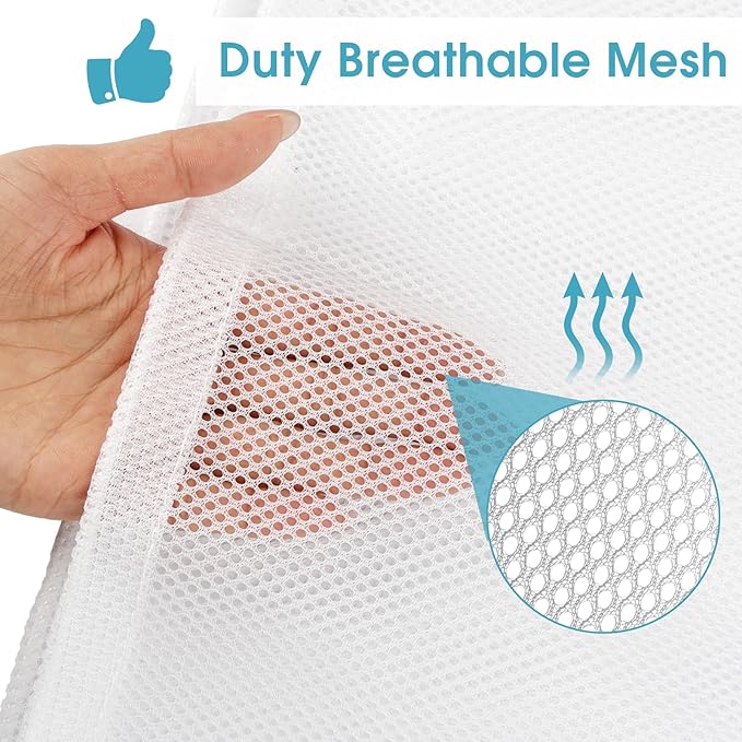 3 Pack Mesh Laundry Bags, 23 x 34 Inches Heavy Duty Mesh Laundry Bag, Large Laundry Drawstring Bag for College, Dorm, Travel, Family and Apartment Dwellers, White