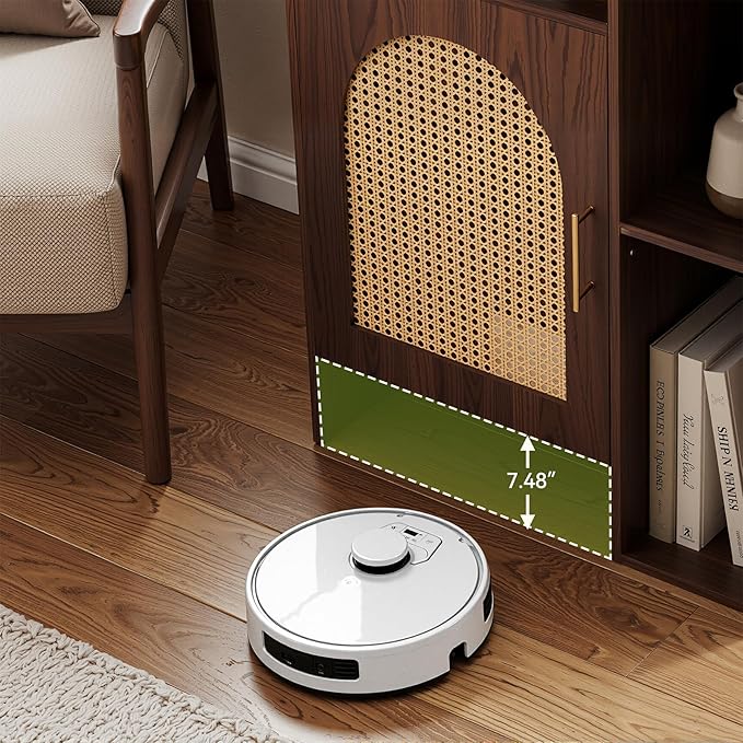 LITTLE TREE Robot Vacuum Storage Cabinet, Robot Vacuum Stand Cabinet, Multi Tier Farmhouse End Cabinet for Robot Vacuum Cleaners, Living Room, Small Corners, Dark Brown