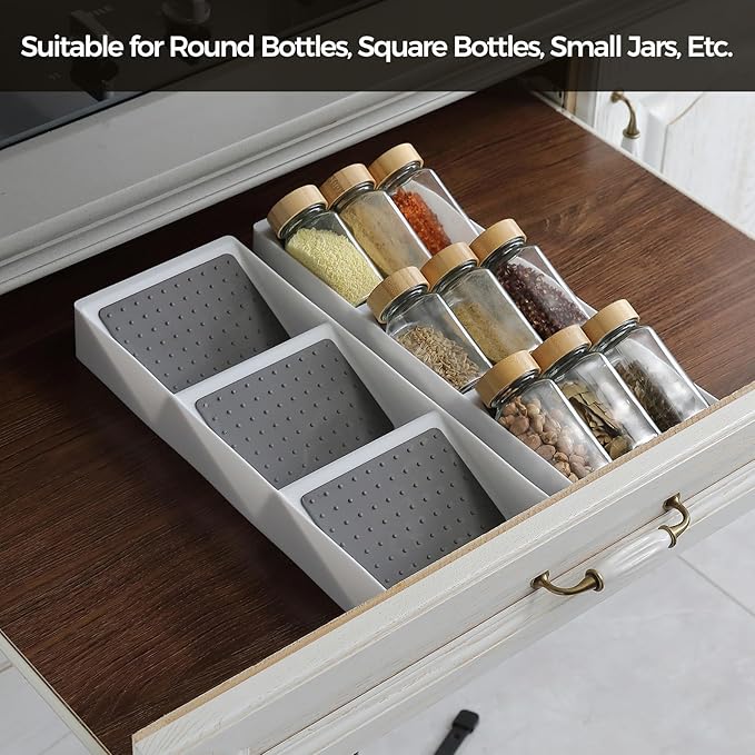 Kitchen Drawer Organizer,2 Pack,Pantry Organizers and Storage,Spice Rack Organizer for Cabinet, Making up Organizer, Bottle Rack,Bottles Holder,Spice Bottle Organizer