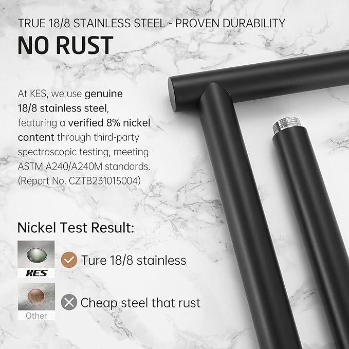 KES Natural Marble Toilet Paper Holder Stand Bathroom Free Standing Toilet Paper Holder 18/8 Stainless Steel, Matte Black, BPH285S1-BBK