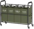 Tajsoon 4 Bag Laundry Sorter Cart, 4 Section Laundry Hamper Sorter with Heavy Duty Lockable Rolling Wheels, Laundry Separator Hamper with Removable Bags for Dirty Clothes Storage, Green