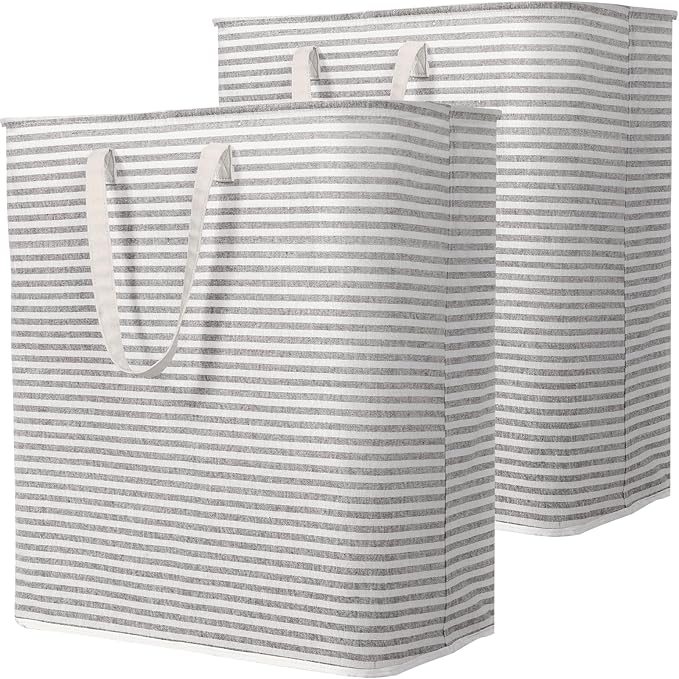 Lifewit 2 Pack Laundry Hamper Large Collapsible Laundry Baskets, Freestanding Waterproof Clothes Hamper with Easy Carry Handles in Laundry Room Bedroom Bathroom College Dorm, Grey, 2 x 100L