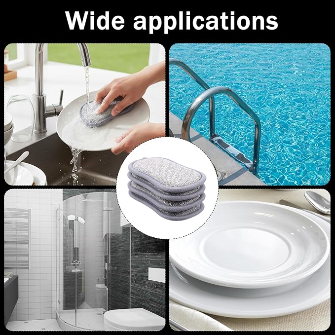 28 Pack Multi Purpose Kitchen Scrub Sponges, Non Scratch Reusable Dual Sided Microfiber Dish Sponge for Cleaning Pots Pans Dishes